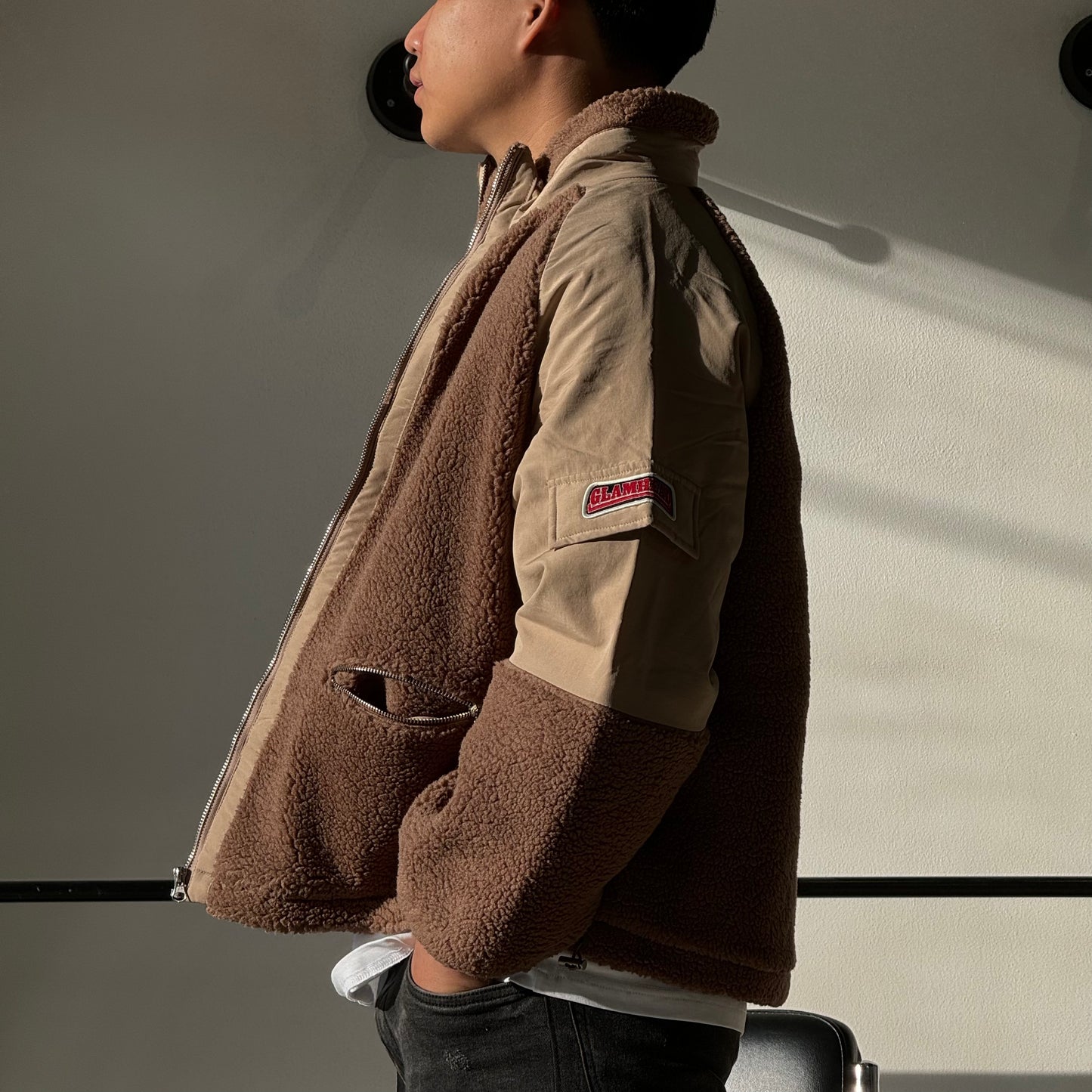Relaxed fit fleece jacket