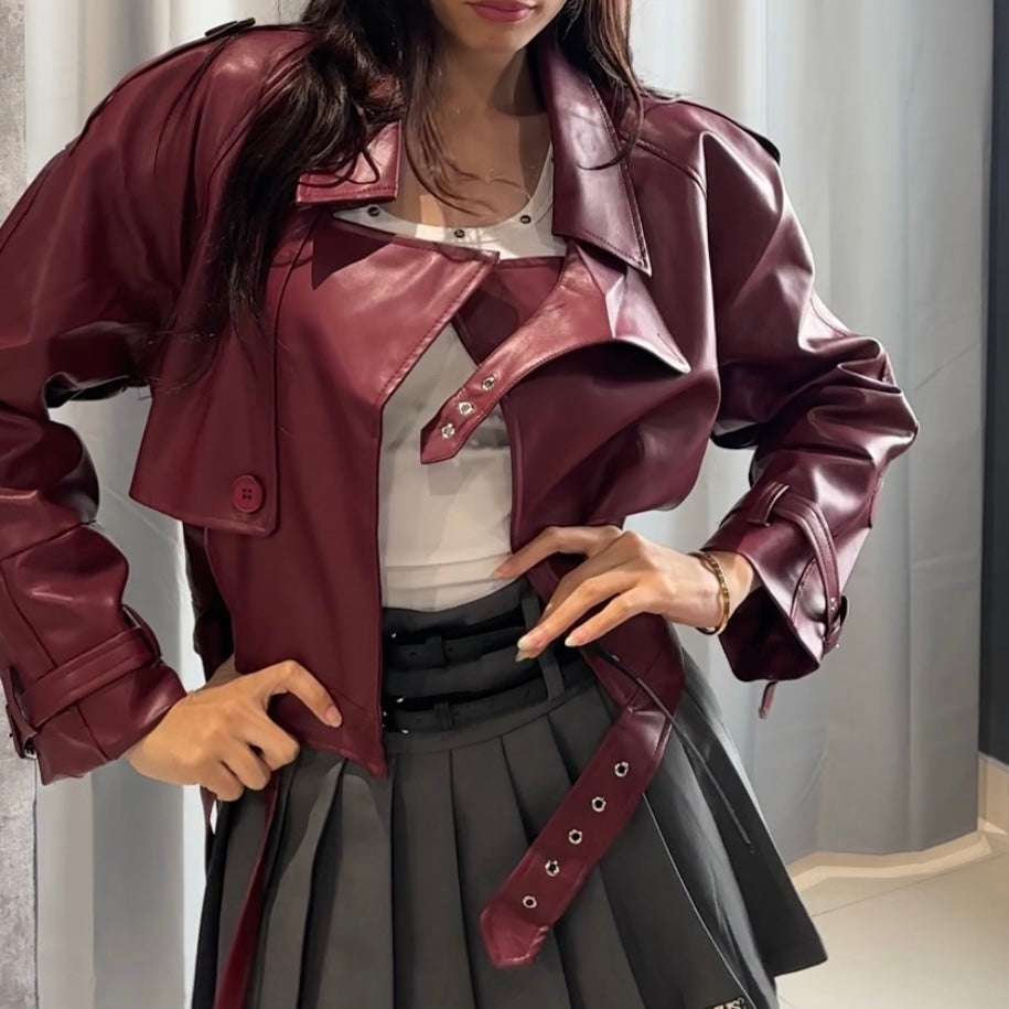 Magenta Leather Jacket