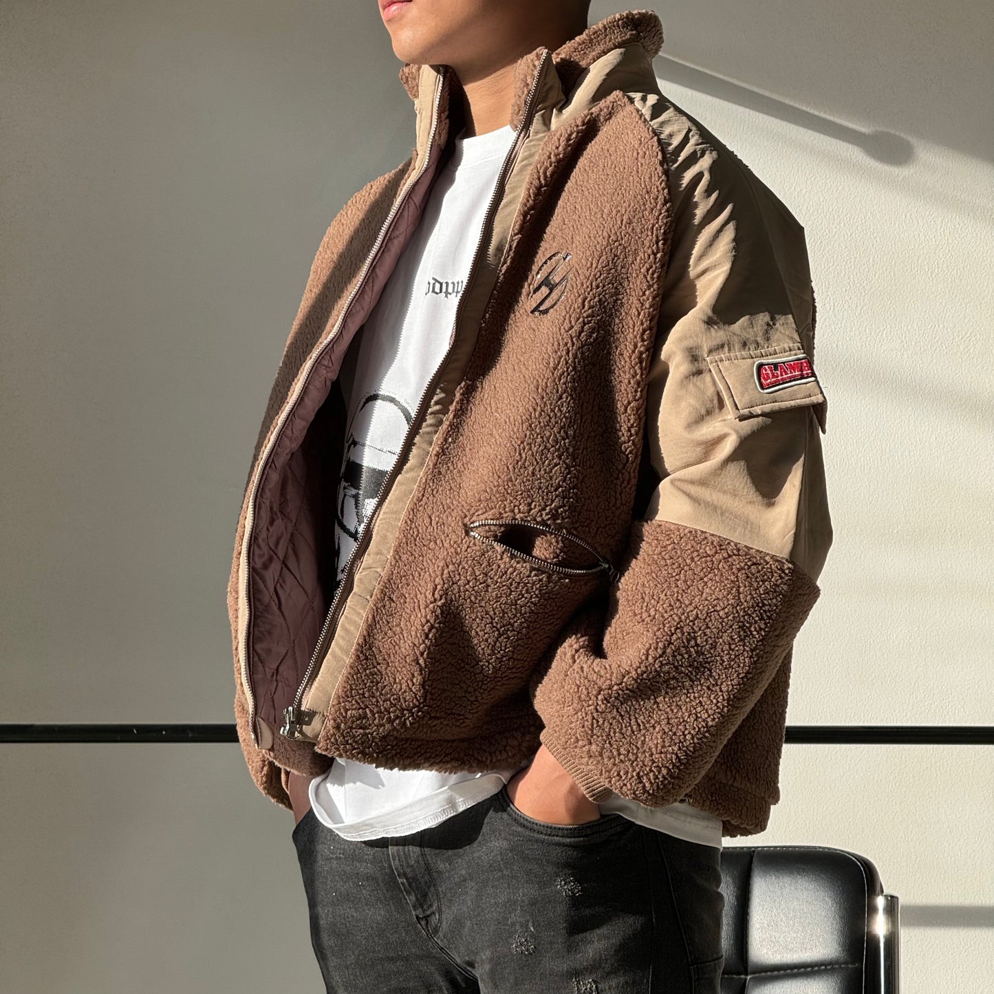 Relaxed fit fleece jacket