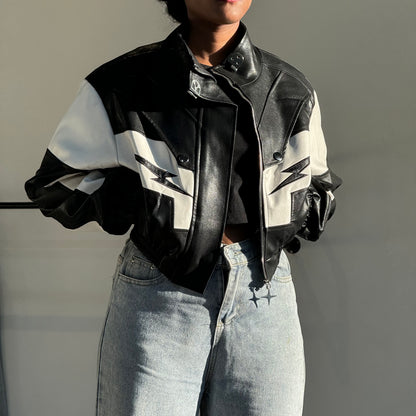 Lightning Crop leather jacket – Danhop Lightning Crop leather jacket – Danhop
